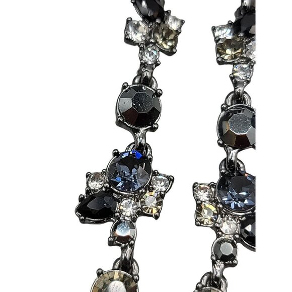 Givenchy Elegant Black & Clear Rhinestone Teardrop Statement Necklace 20" VTG - Picture 2 of 16